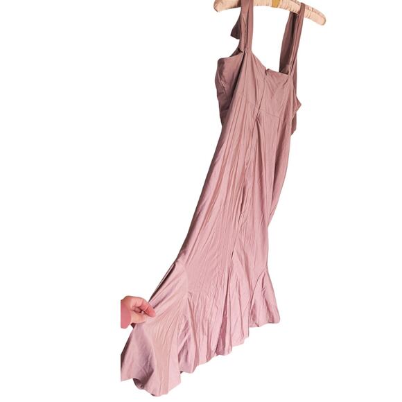 Bari Jay Satin Shoulder Tie Cowl Neck Midi Dress Mauve Pink XL Cocktail Event - Picture 6 of 6